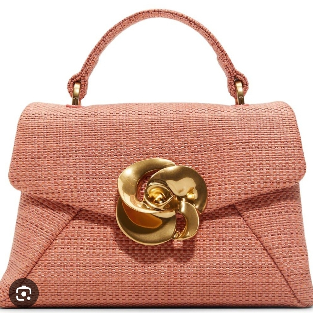 Ted Baker London Pink Satchel with Gold Floral Accent